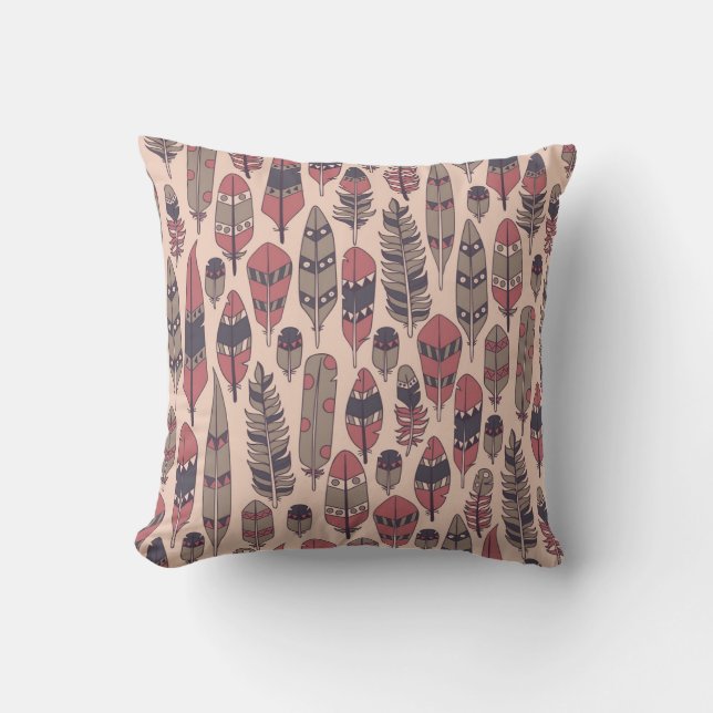 Abstract feathers: colourful vintage background. cushion (Front)