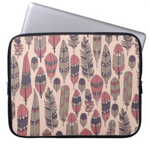 Abstract feathers: colourful vintage background. laptop sleeve