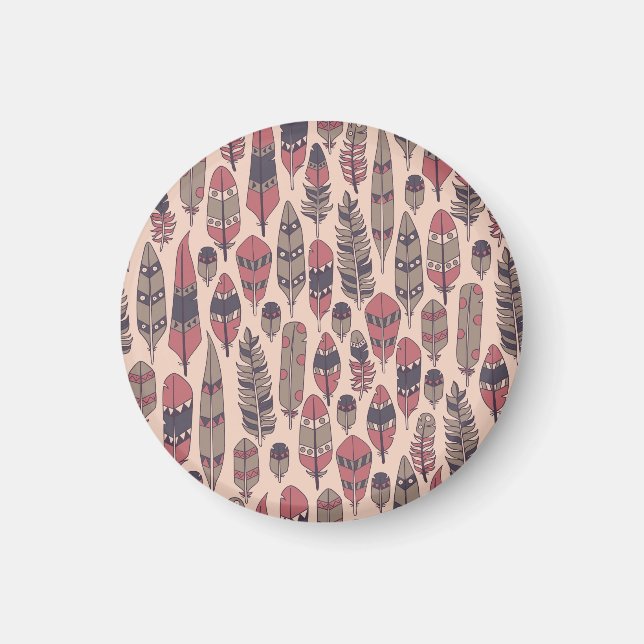 Abstract feathers: colourful vintage background. magnet (Front)