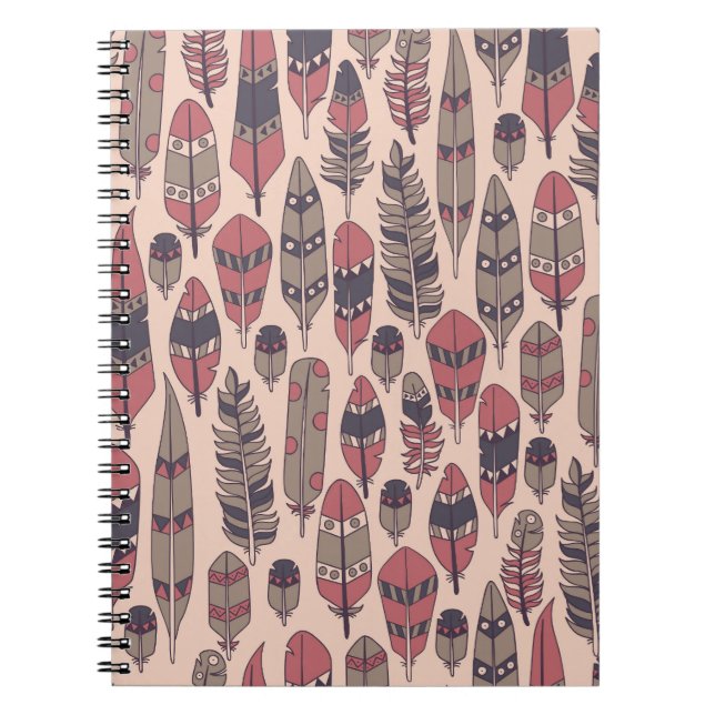 Abstract feathers: colourful vintage background. notebook (Front)