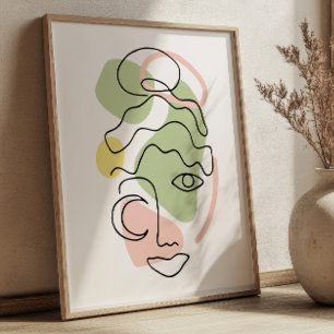 Abstract Female Portrait Line Art BOHO Chic Poster