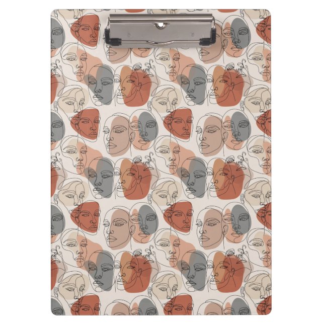 Abstract Feminine Face Pattern Clipboard (Front)