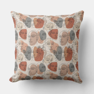 Abstract Feminine Face Pattern Cushion