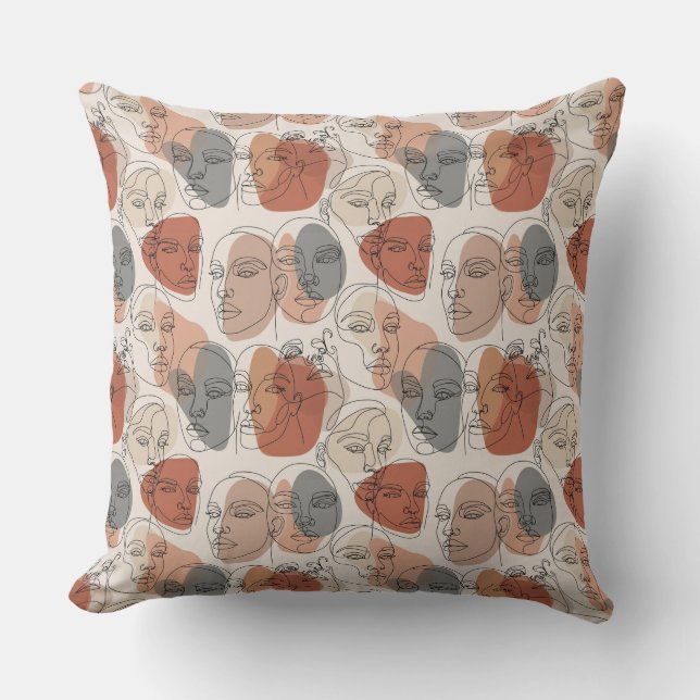 Abstract Feminine Face Pattern Cushion (Front)