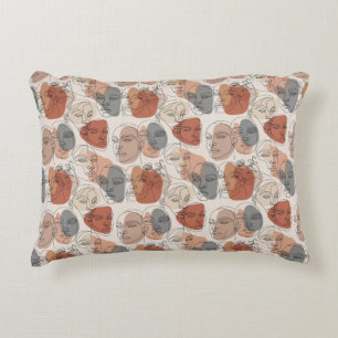 Abstract Feminine Face Pattern Decorative Cushion