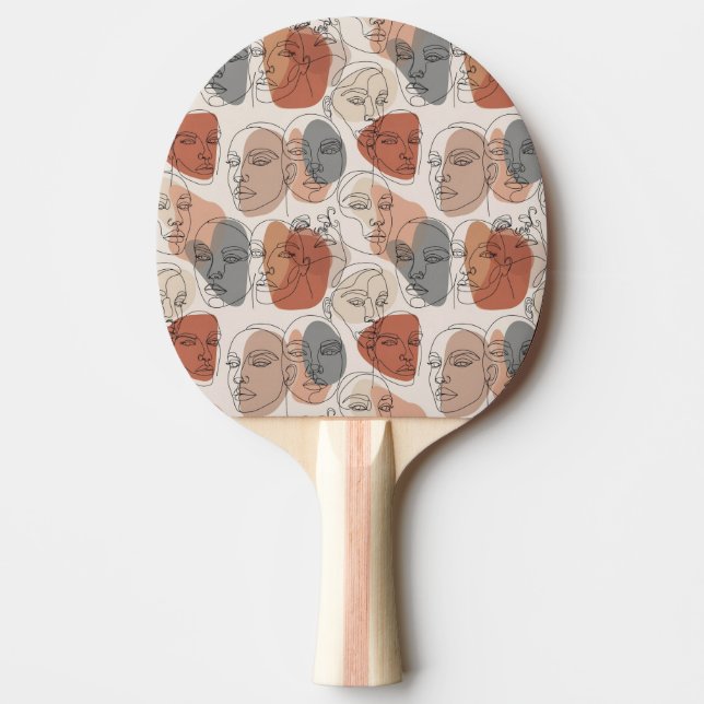 Abstract Feminine Face Pattern Ping Pong Paddle (Front)