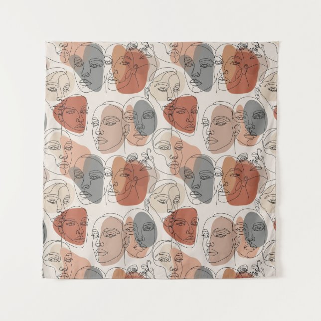 Abstract Feminine Face Pattern Tapestry (Front)