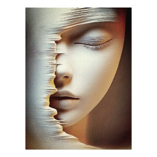 Abstract Feminine Face Wall Art – Modern Textured
