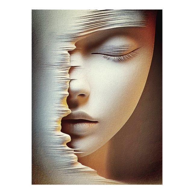 Abstract Feminine Face Wall Art – Modern Textured (Front)