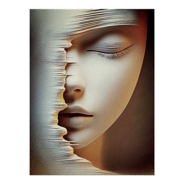 Abstract Feminine Face Wall Art – Modern Textured (Front)