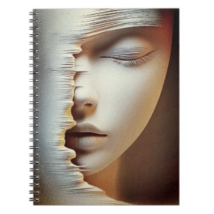 Abstract Feminine Face Wall Art – Modern Textured Notebook