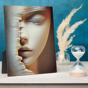 Abstract Feminine Face Wall Art – Modern Textured Plaque