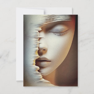 Abstract Feminine Face Wall Art – Modern Textured Postcard