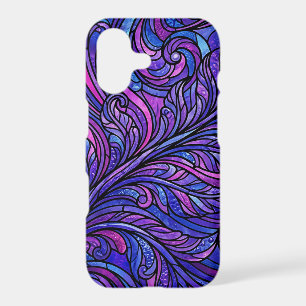 Abstract Fern Leaf Cosmic Purple iPhone Cases
