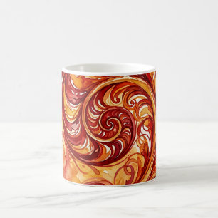 Abstract Fern Leaf Red Watercolor Coffee Mug
