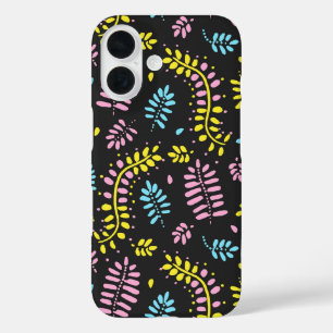 Abstract Fern Leaves-Bold Colours iPhone 16 Case