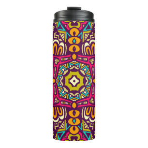 Abstract festive colourful grunge ethnic tribal pa thermal tumbler