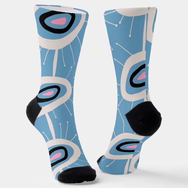 Abstract Festive Mid Century Modern Socks (Angled)