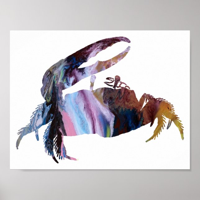 Abstract Fiddler Crab silhouette Poster (Front)