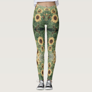 Abstract Field Of Giant Yellow Sunflowers Leggings