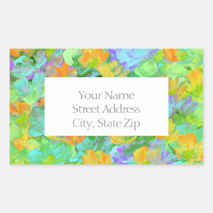 Abstract Field ofYellow Orange Poppies labels
