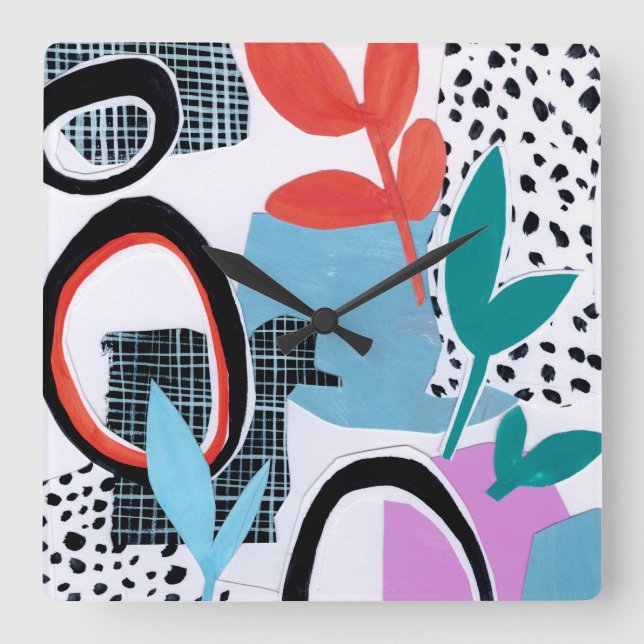 Abstract Field Trip Square Wall Clock (Front)