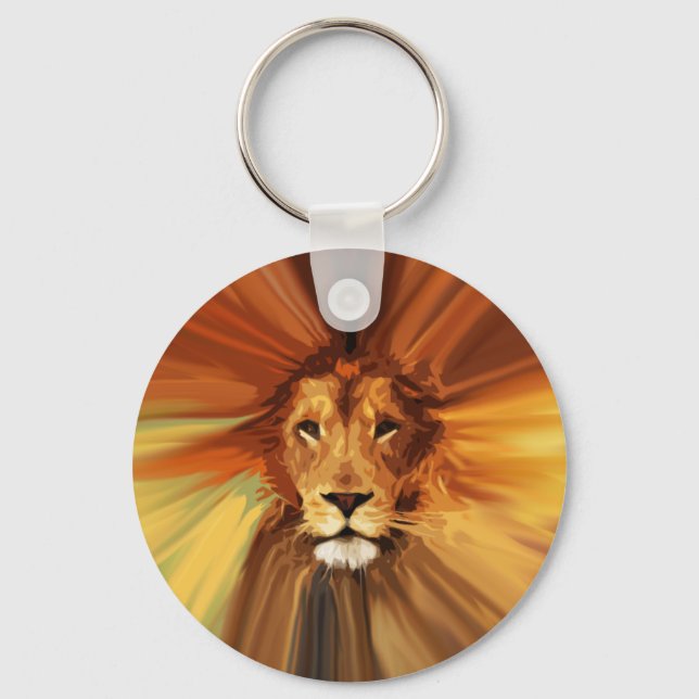 Abstract Fierce Lion Key Ring (Front)