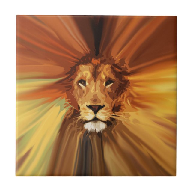 Abstract Fierce Lion Tile (Front)