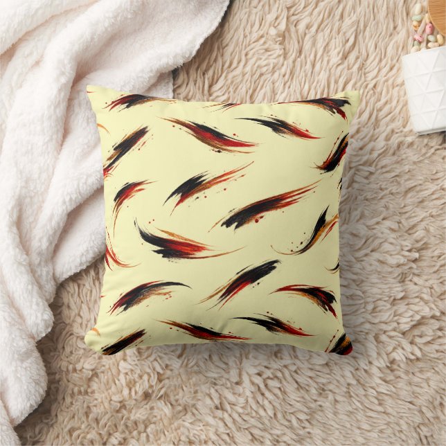 Abstract Fiery Brush Strokes Pattern Cushion (Blanket)