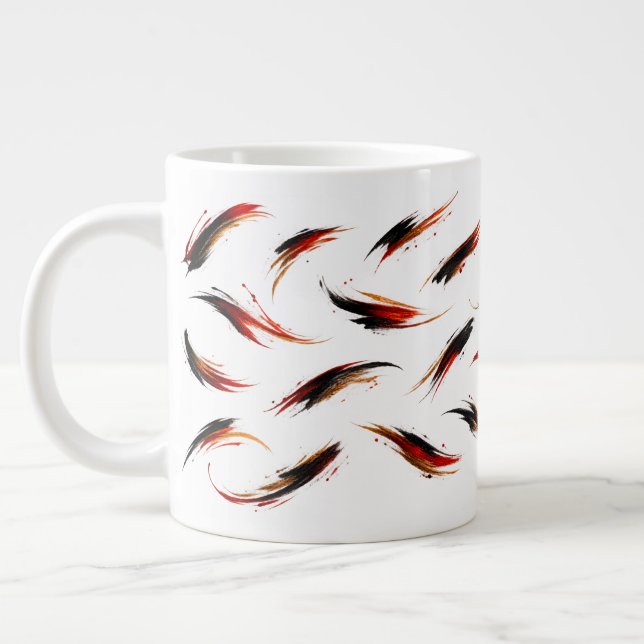 Abstract Fiery Brush Strokes Pattern Large Coffee Mug (Left)