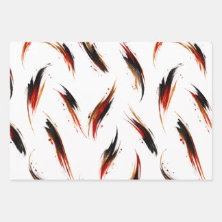 Abstract Fiery Brush Strokes Pattern Wrapping Paper Sheet