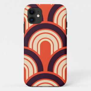 Abstract Fifties Pattern Orange Brown Retro iPhone 11 Case