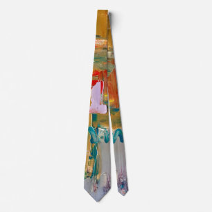 Abstract Fine Art Tie with Gold & Silver