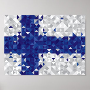 Abstract Finland Flag, Finnish Colours Poster