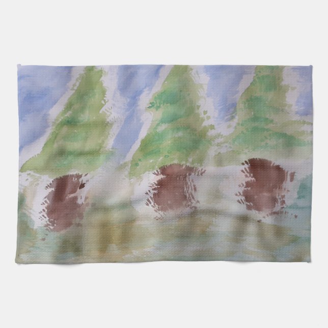 Abstract Fir Trees Tea Towel (Horizontal)