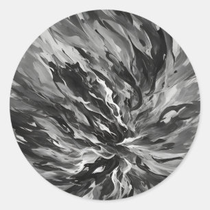 Abstract Fire And Smoke In Black And White Classic Round Sticker