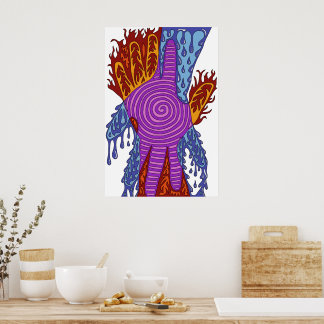 Abstract Fire and Water Clash Poster