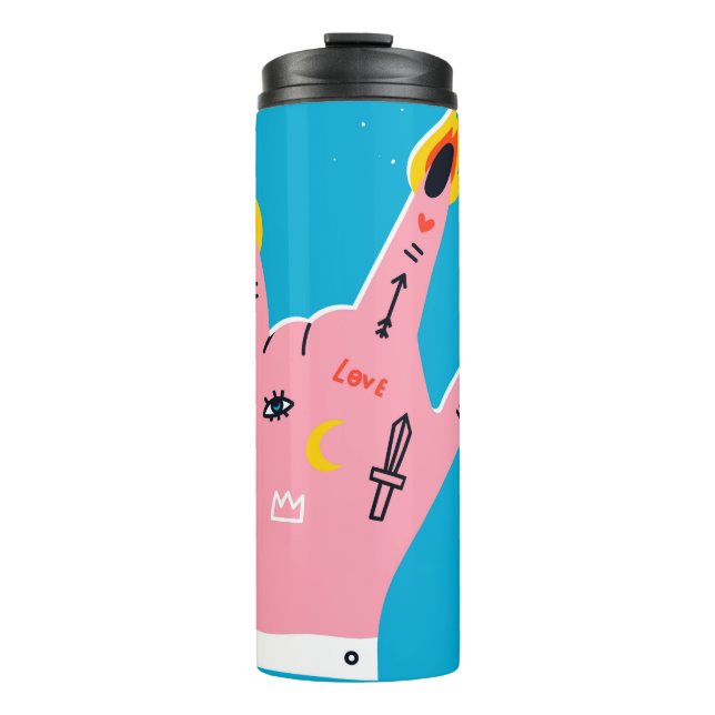 Abstract fire fingers thermal tumbler (Front)