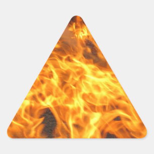 Abstract Fire Photo with Yellow Orange Flames Triangle Sticker