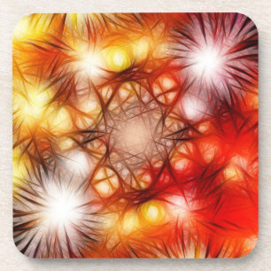 Abstract Fireworks Stars Background Coaster