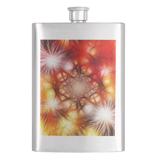 Abstract Fireworks Stars Background Hip Flask (Front)