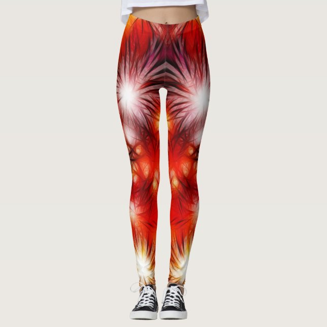 Abstract Fireworks Stars Background Leggings (Front)
