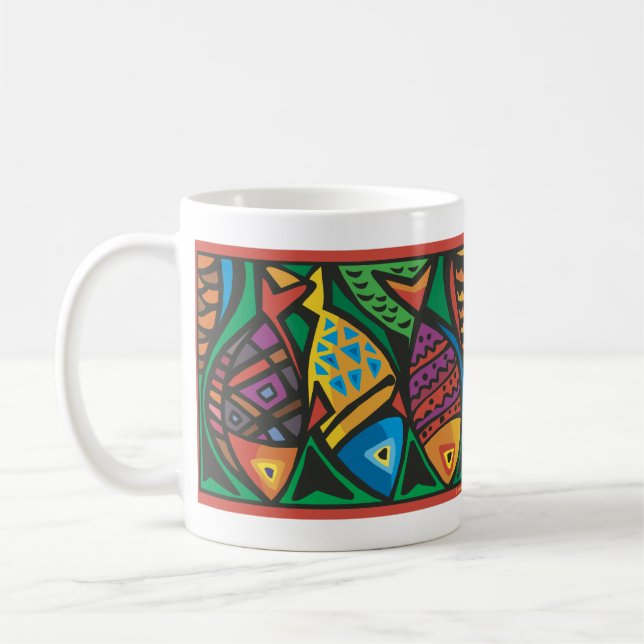 Abstract Fish Art Design Coffee Mug (Left)
