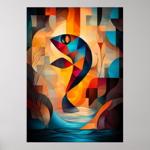 Abstract Fish Art - Geometric Nature Design in Vib Poster
