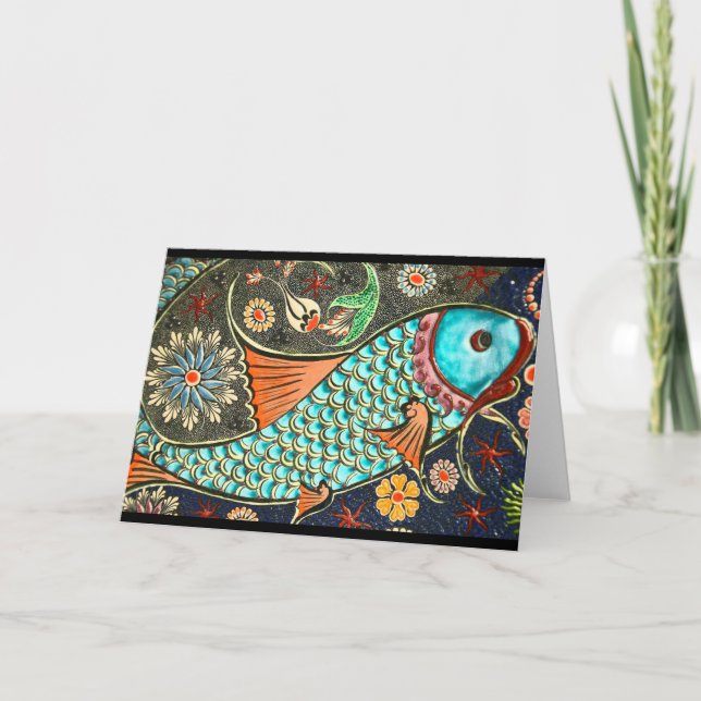 Abstract Fish Greeting Card (Front)