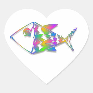 Abstract Fish Heart Sticker