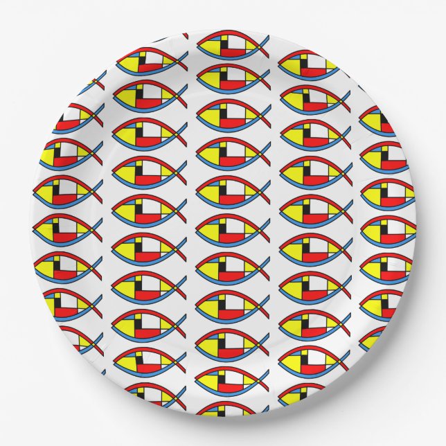 Abstract Fish Paper Plate (Front)