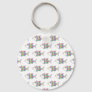 Abstract Fish Pattern Key Ring