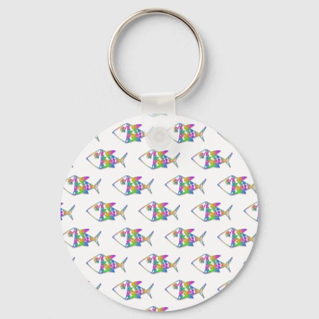 Abstract Fish Pattern Key Ring (Front)