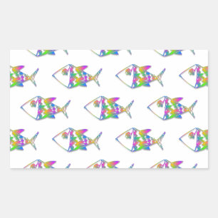 Abstract Fish Pattern Rectangular Sticker